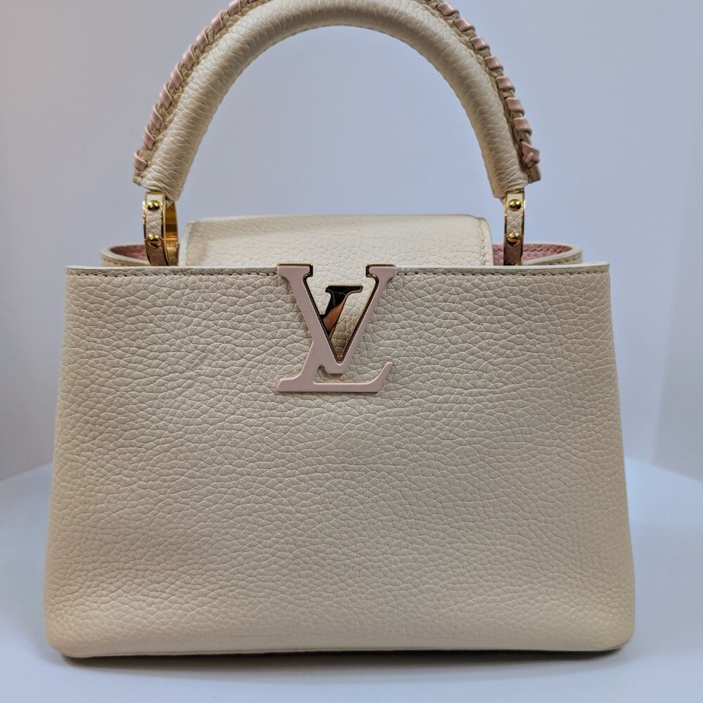Louis Vuitton Rare Pink and Cream Capucines BB in Grained Taurillon Leather - Picture 2 of 16
